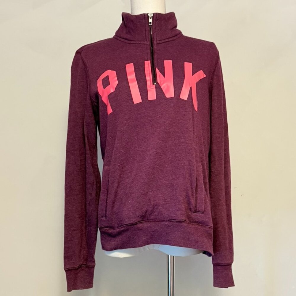Victoria's Secret Pink Womens Sz XS  Purple Quarter-Zip Pullover Y2K Hoodie